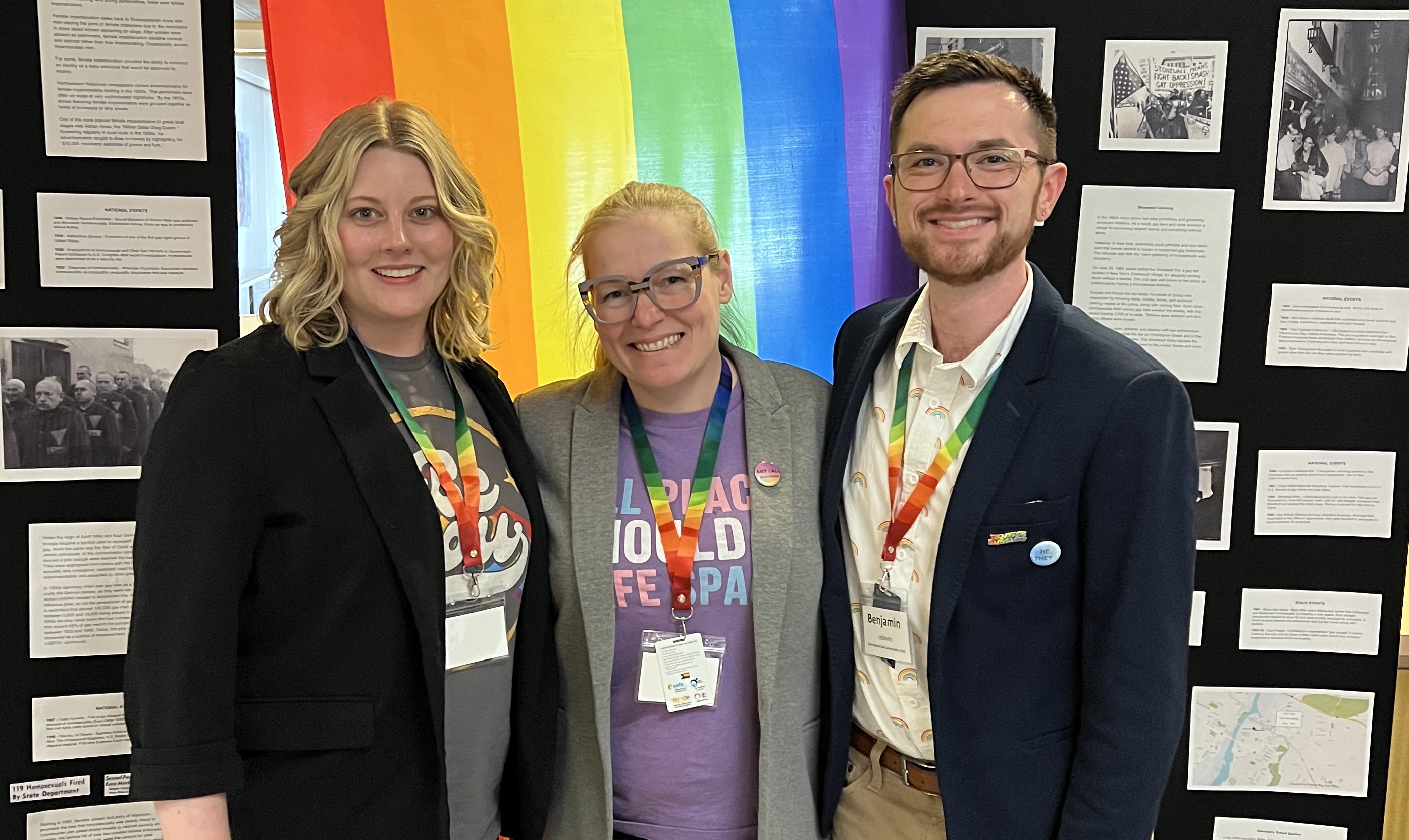 Ben, right, with Mollie McQuillan, center, and Erin Gill, left, at GSAFE's 2023 Safe Schools, Safe Communities conference