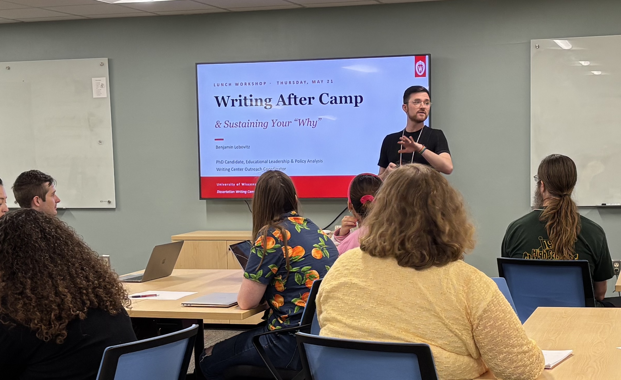 Ben teaching during UW-Madison's May 2026 Dissertation Writing Camp